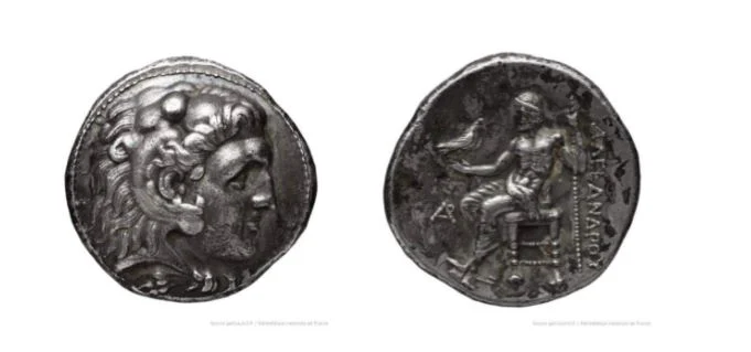 Context: an Alexander tetradrachm from Byblos, not the coin excavated at Gradishte.